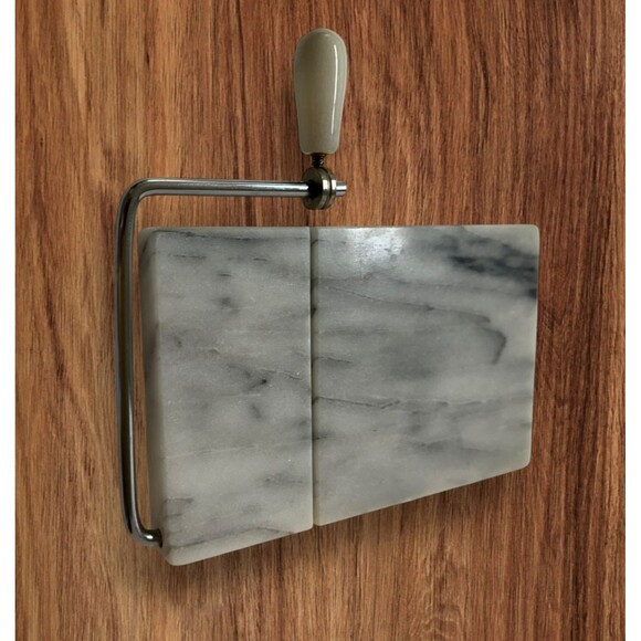 Vintage White Marble Cheese Board With Wire Slicer 5”x 8” Charcuterie - Picture 11 of 11